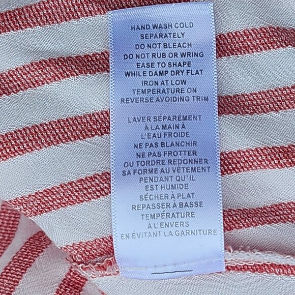 BEAUTIFUL CLEO BLOUSE Women's Size M Pinstripe Pom Pom Sleeve Beach Blanket - Picture 3 of 7